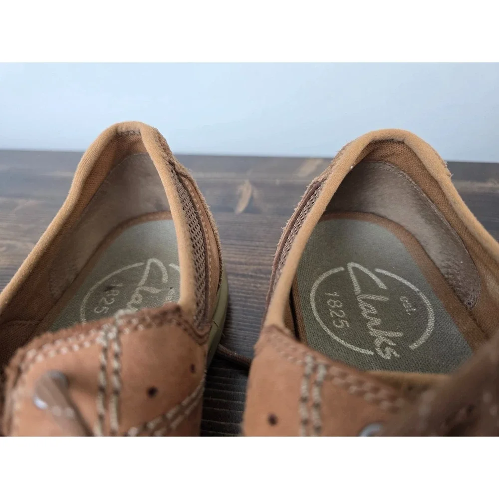 Clarks Men's Boat Shoes Size 9 M Brown Leather Slip On‎ Lace Up Comfort Loafers